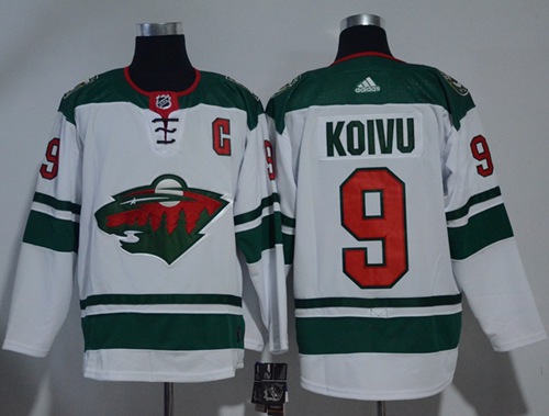 Adidas Men Minnesota Wild #9 Mikko Koivu White Road Authentic Stitched NHL Jersey->chicago blackhawks->NHL Jersey